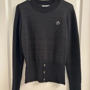 Black Cowl Neck Sweater with Ribbed Knit